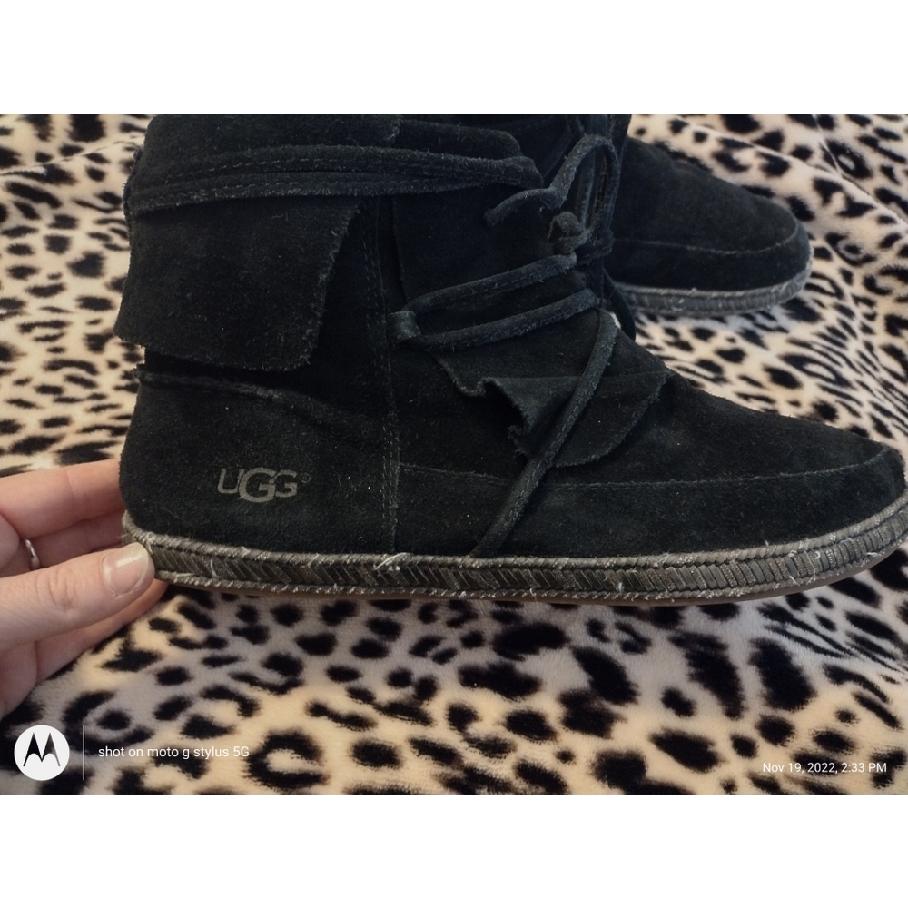 UGG Reid black soft suede moccasin boots